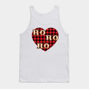 Ho Ho Ho. Buffalo plaid Heart. Christmas design Tank Top